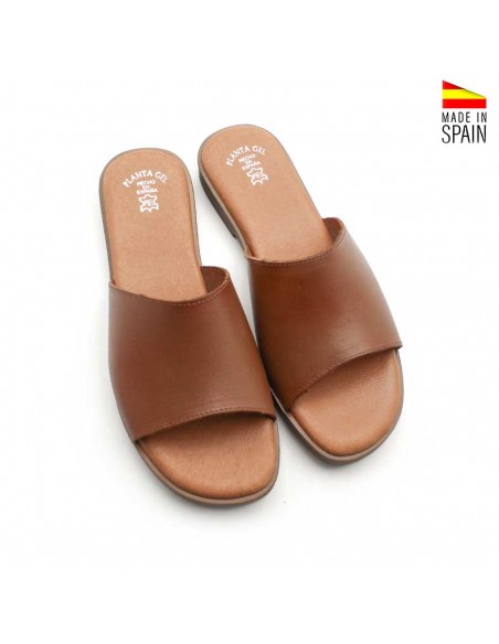 Sandalias pala de cuero marrón