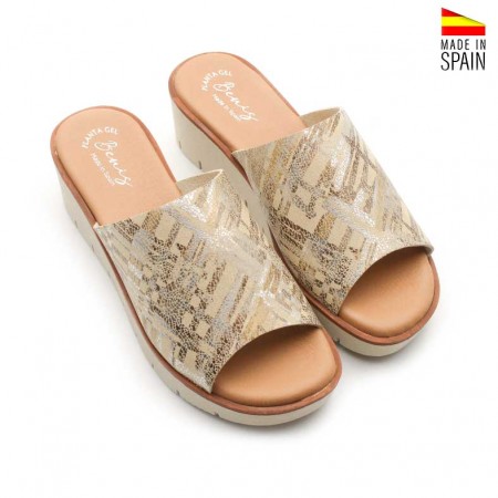 Sandalias metalizadas piel mujer