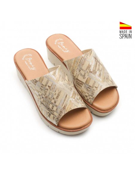 Sandalias metalizadas piel mujer