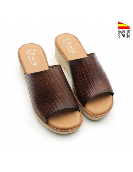 Sandalias piel marrón hechas en España