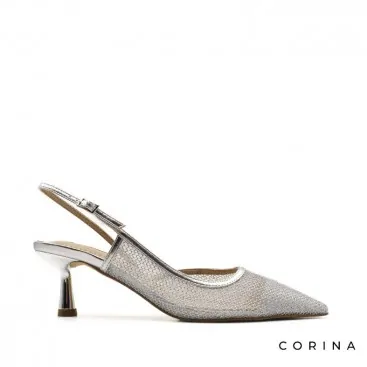 Zapatos de salón rejilla plata