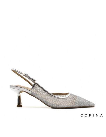 Zapatos de salón rejilla plata