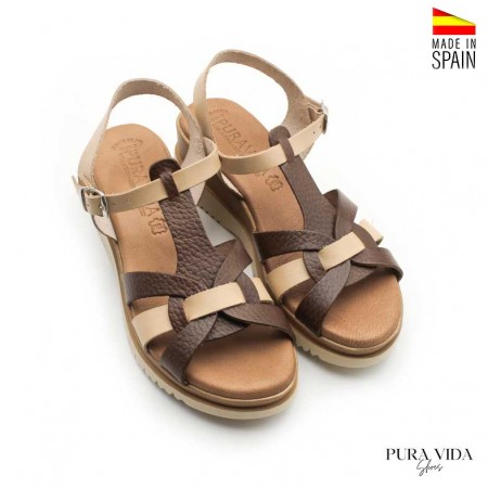 Sandalias de cuña piel cómodas