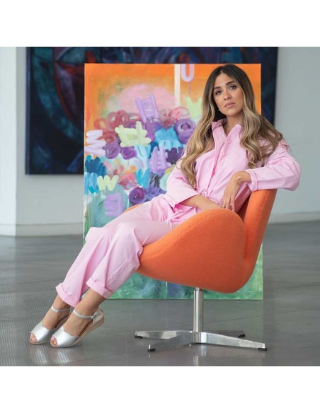 sandalia cuña plateada