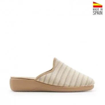 Zapatillas casa lino beige