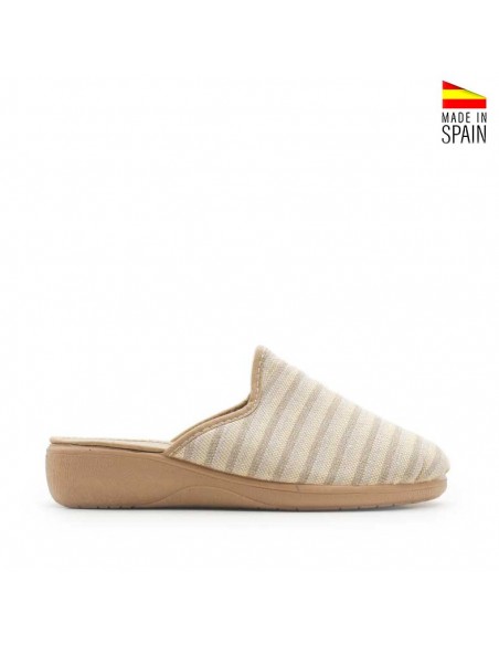 Zapatillas casa lino beige