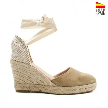 Cuñas beige mujer