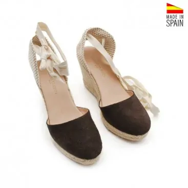 Cuñas marrón con cintas