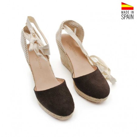 Cuñas marrón con cintas