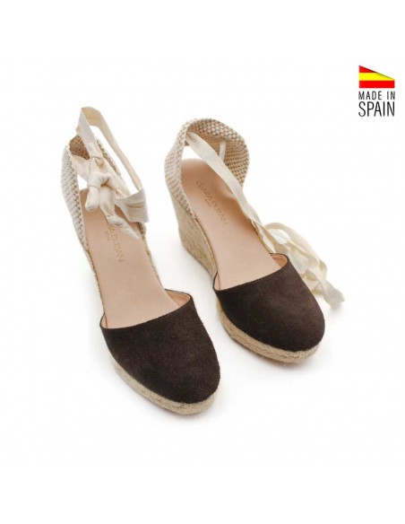 Cuñas marrón con cintas