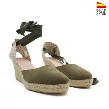 Alpargatas con cuña verde militar