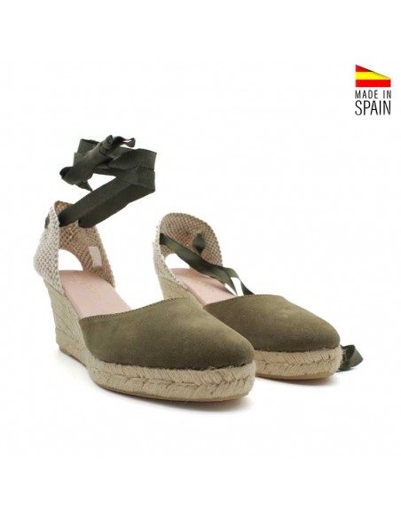 Alpargatas con cuña verde militar