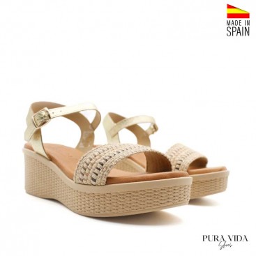 sandalia cuña media beige
