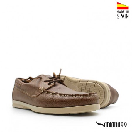 Náuticos de Piel Marrón con Cordones Elásticos Santana99