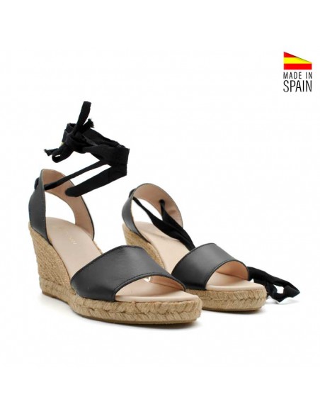 Sandalias Negras cuña esparto