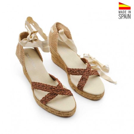 Sandalias cuñas Tiras bronce