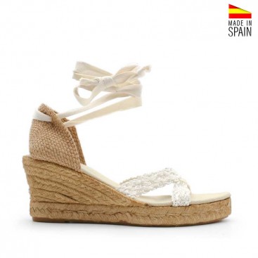 Sandalias Cuñas esparto blancas