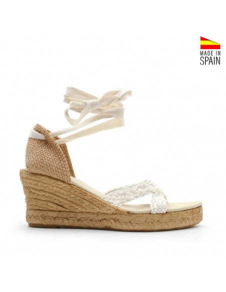 Sandalias Cuñas esparto blancas