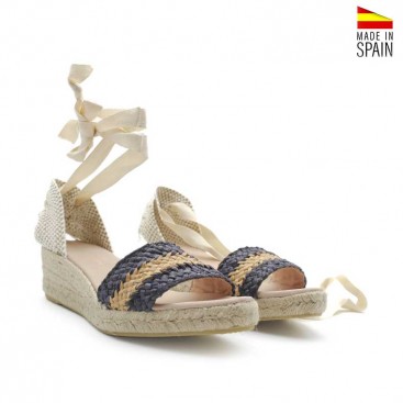 Sandalias cuña esparto Azul Marino