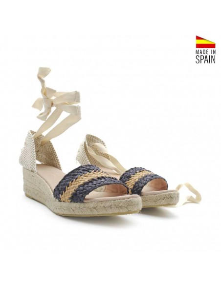 Sandalias cuña esparto Azul Marino