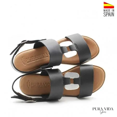 Cuñas Negras Piel comodas