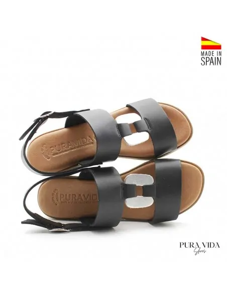 Cuñas Negras Piel comodas