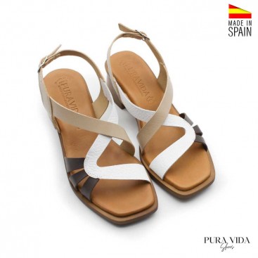 Sandalias de Piel y Tacon