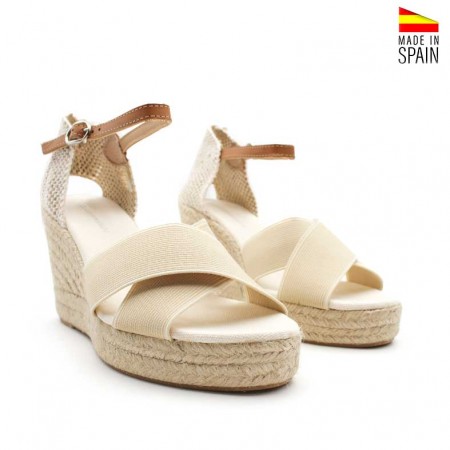 Sandalias cuña Beige