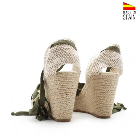 sandalias cuña verde elastica
