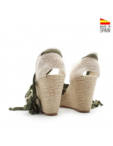 sandalias cuña verde elastica