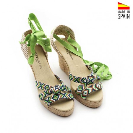 Sandalia cuña Verde