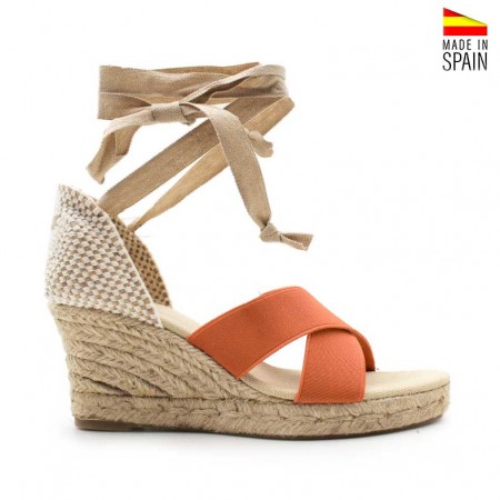 sandalias cuñas naranjas