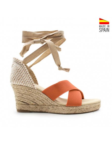 sandalias cuñas naranjas