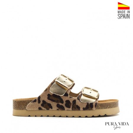 Sandalias doradas mujer