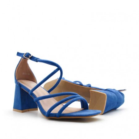 sandalias de tacon azul electrico​