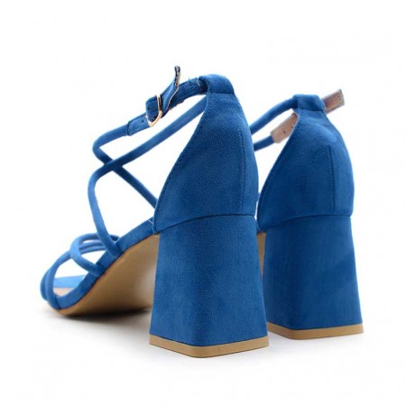 sandalias azul electrico tacon ancho​