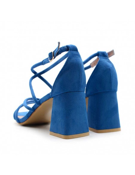 sandalias azul electrico tacon ancho​