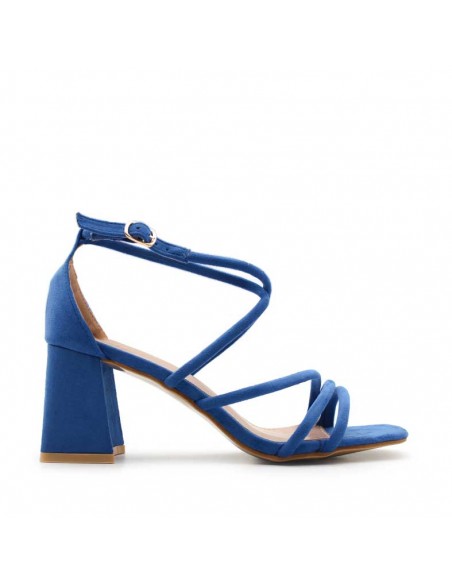 sandalia tacon azul electrico​