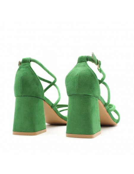 sandalia tacon ancho verde​