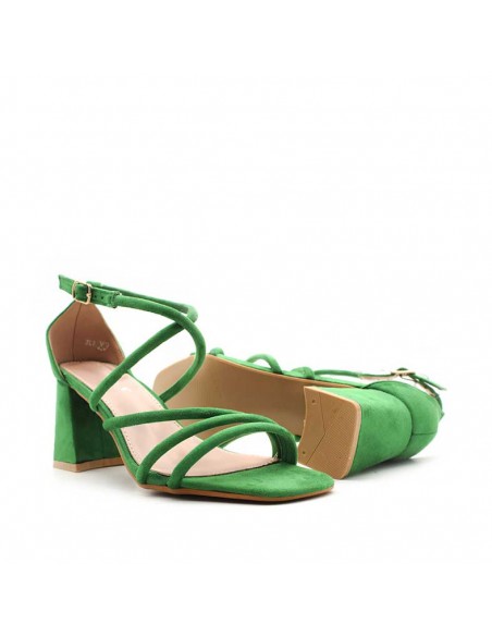sandalias tacon ancho verde​