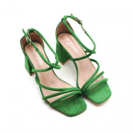 Sandalias Verdes con Tiras tubulares y Tacón