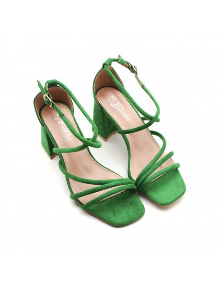 sandalia tacón verde