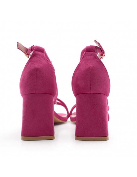 sandalias fucsia tacon medio​