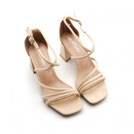 sandalias beige tacon​