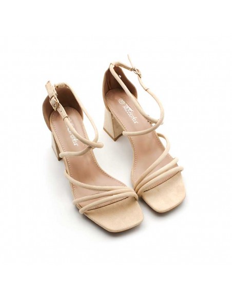 sandalias beige tacon​
