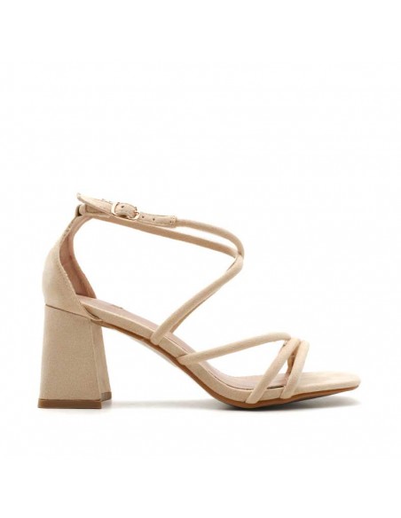 sandalias tacon beige​