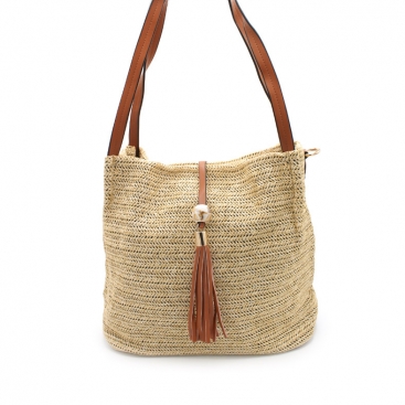 Bolso tote rafia beige