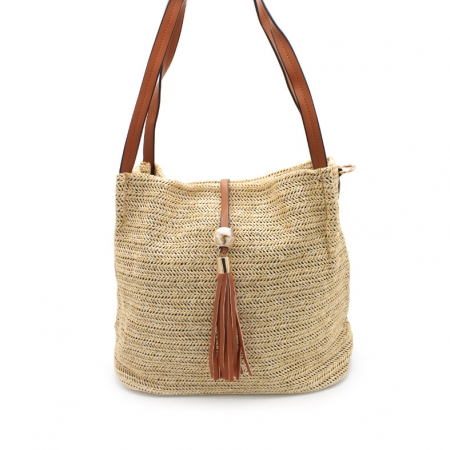 Bolso tote rafia beige