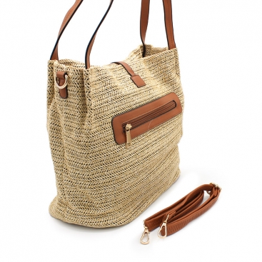 Bolso tote rafia beige