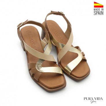 sandalias piel doradas